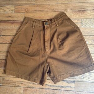 Los Angeles Apparel High-Waist Brown Pleated Shorts